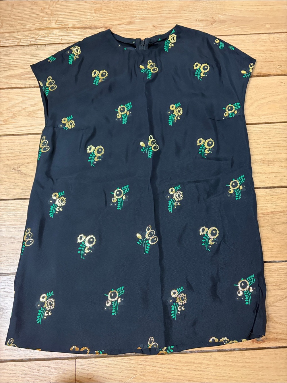 Stella McCartney Navy Floral Shift Top with Yellow & Green Accents